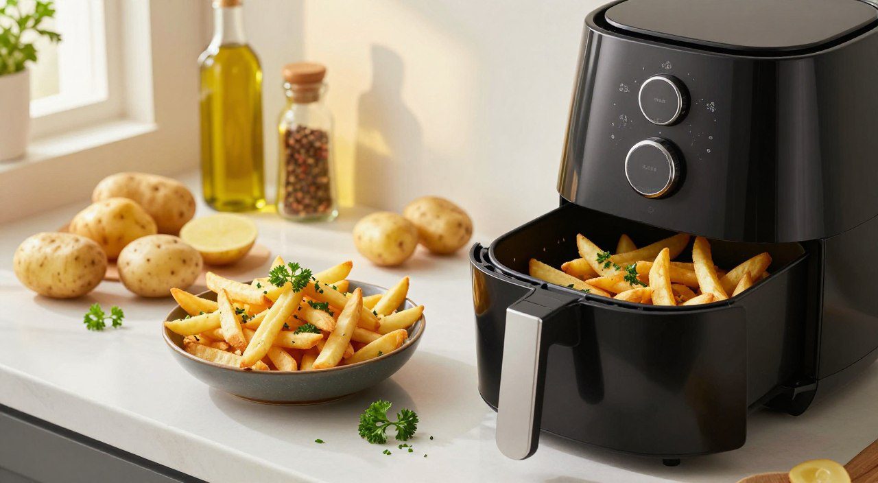 Batatas bem crocantes preparadas na Air Fryer